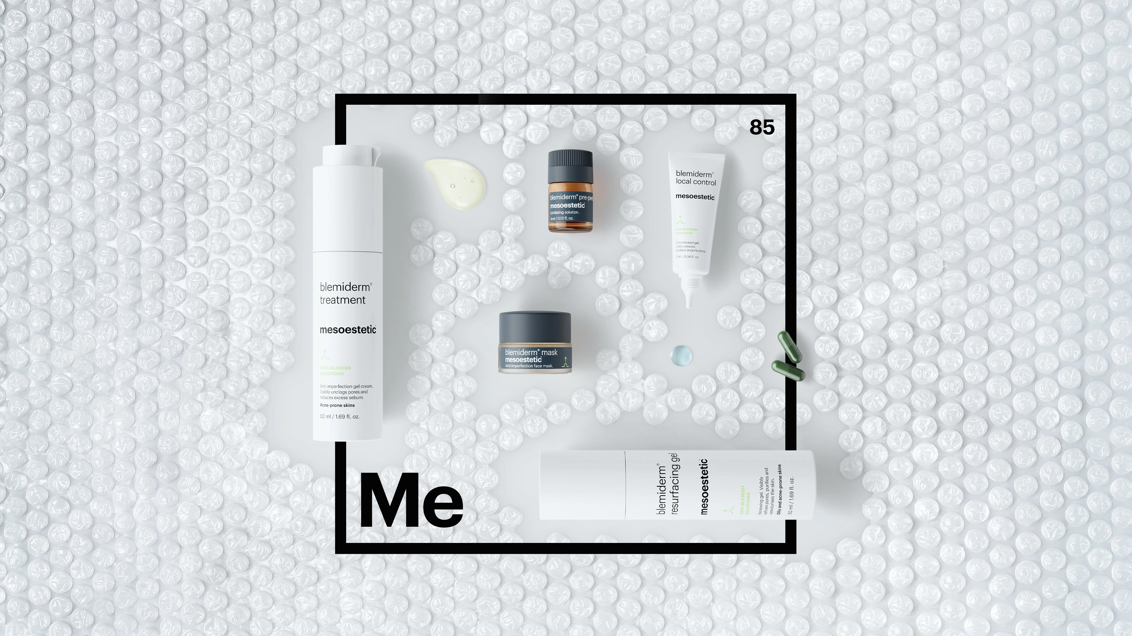 Mesoestetic Blemiderm skincare collection product shot — 3D render by Miquel Nadal