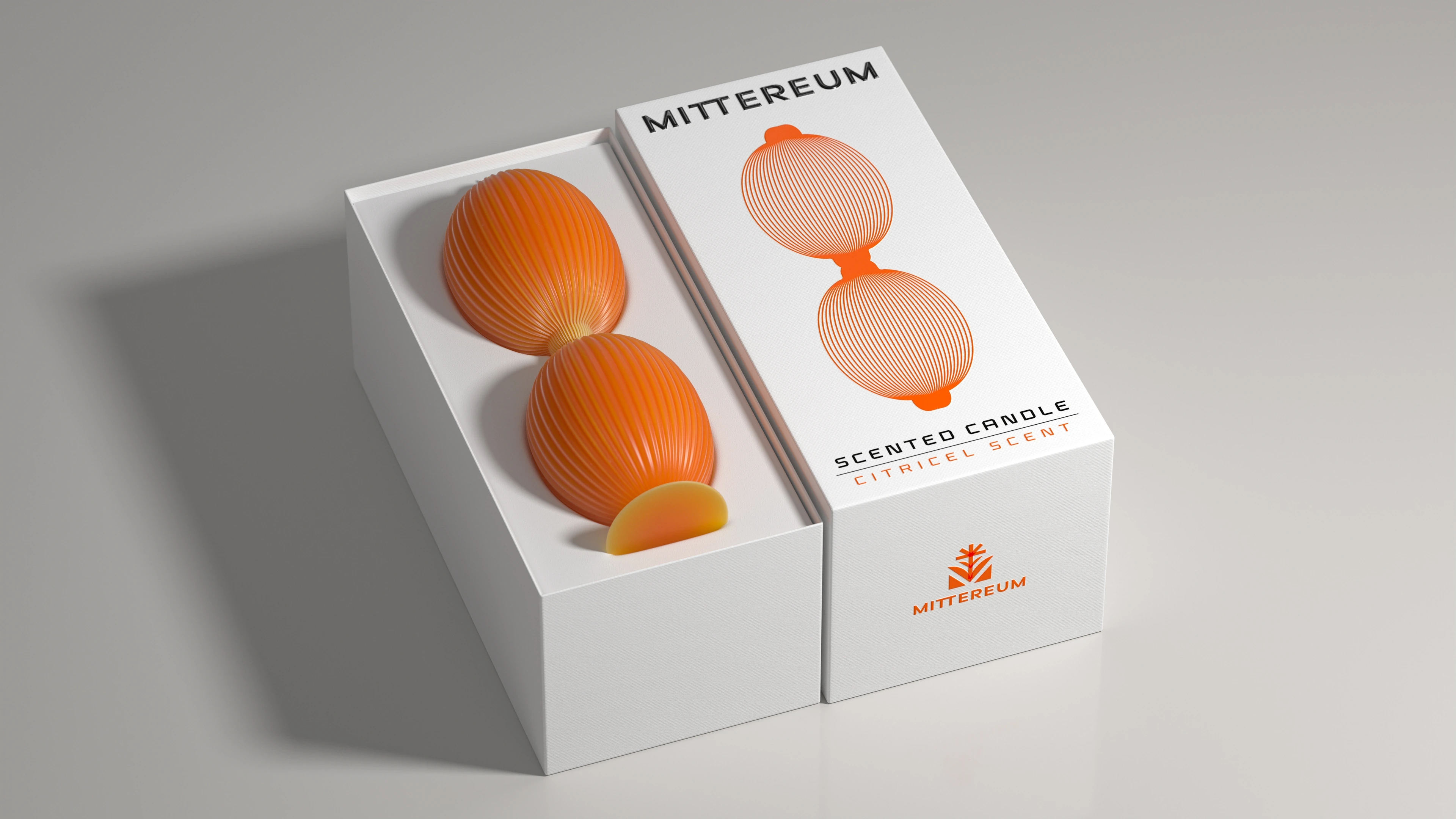 Mittereum citricel scent scented candle 3D packaging unboxing render