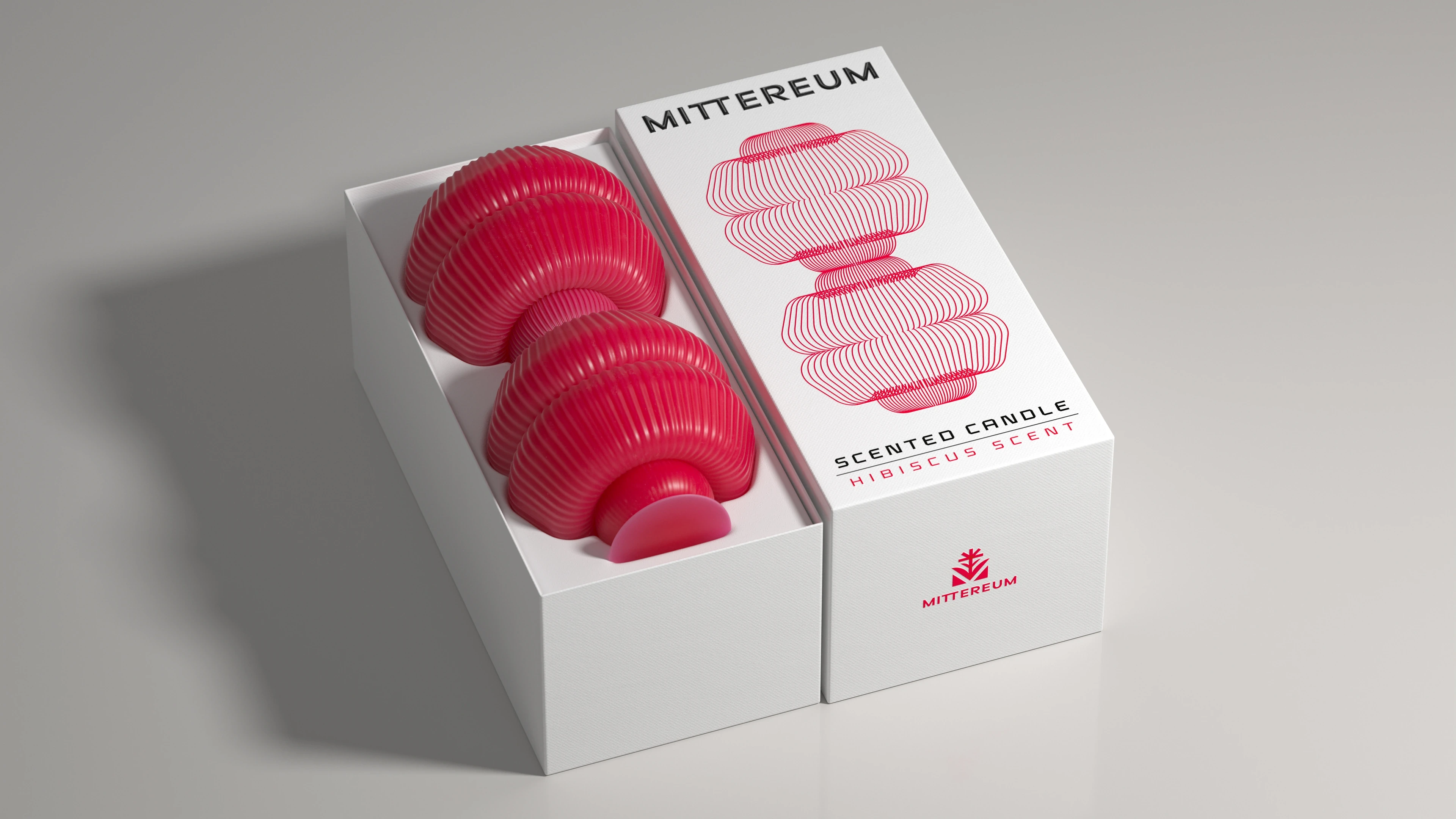 Mittereum hibiscus scent scented candle 3D packaging unboxing render