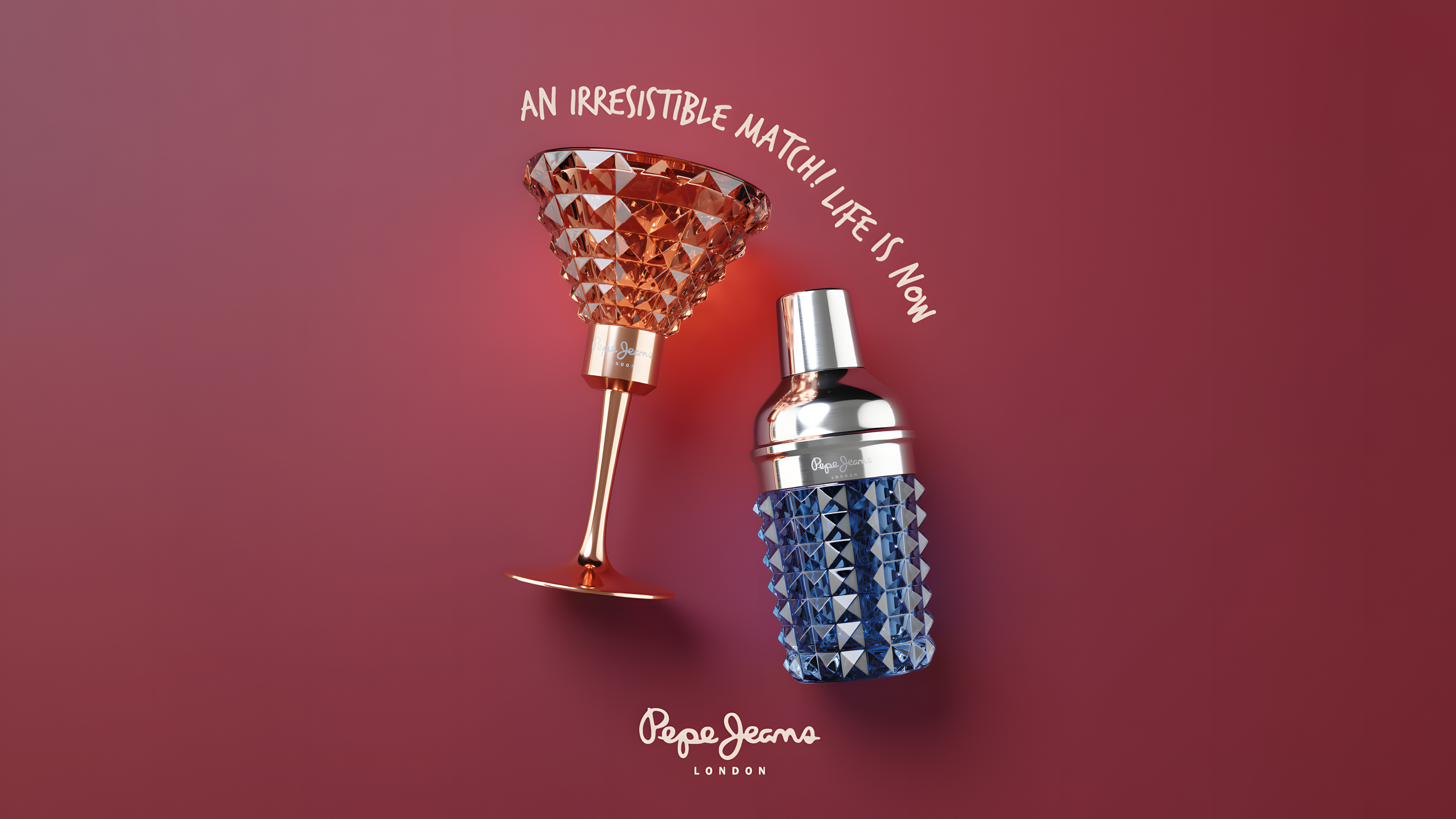 Pepe Jeans London Calina Valentine's perfume hero shot pink — 3D render by Miquel Nadal