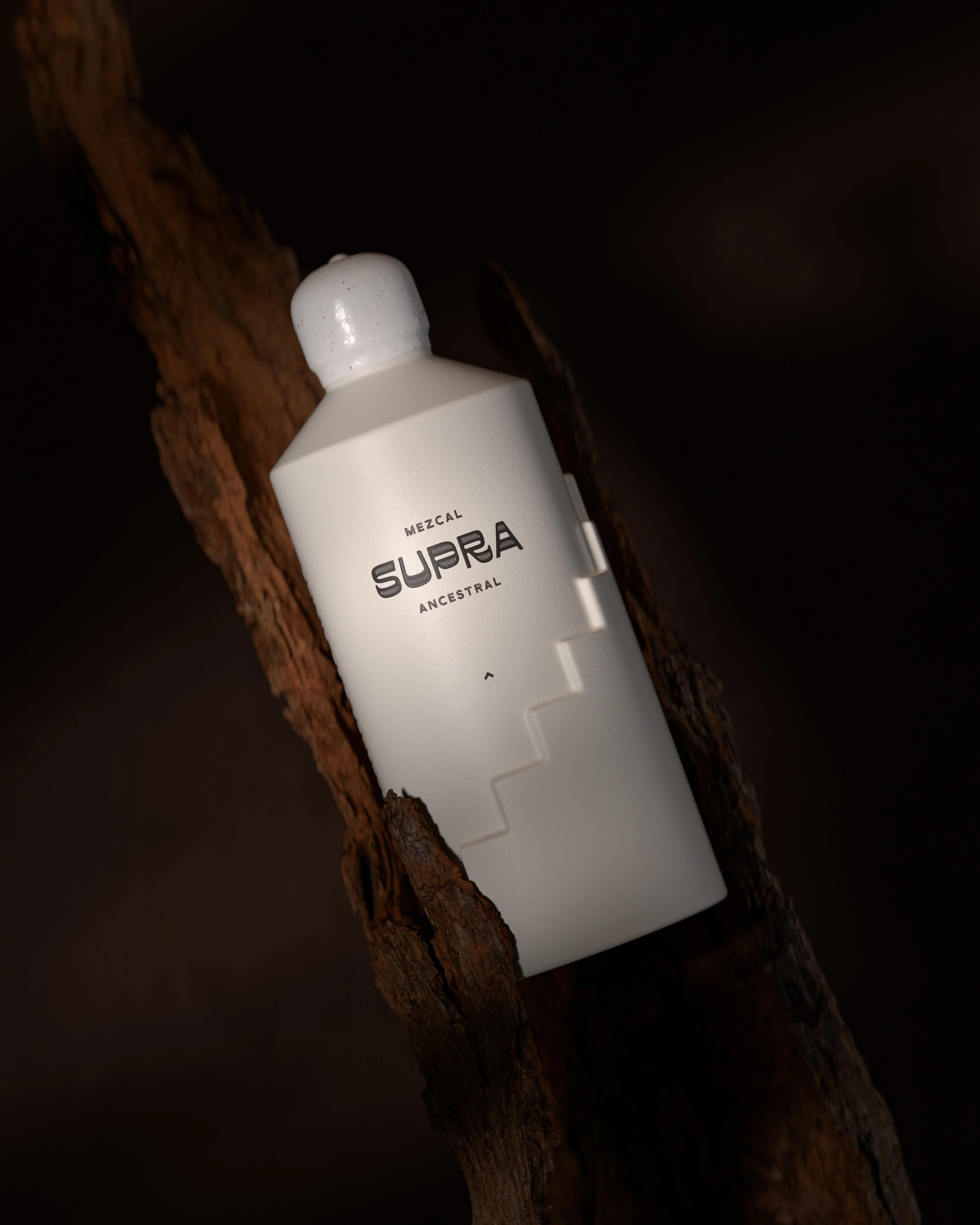 Supra Mezcal premium bottle editorial composition — 3D render by Miquel Nadal