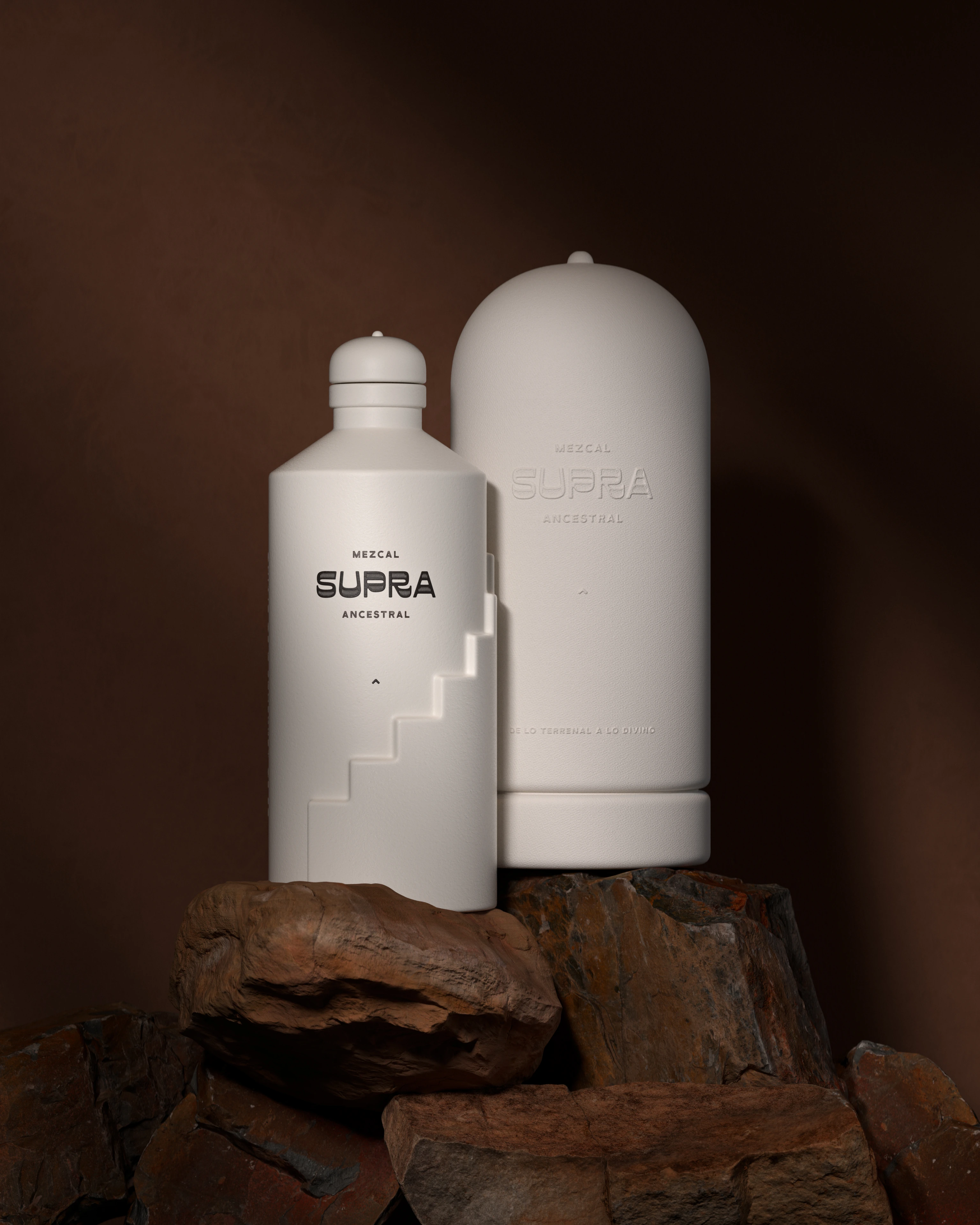 Supra Mezcal premium bottle front view — 3D render by Miquel Nadal